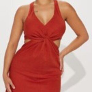 Arianna Linen Maxi Dress – Rust Size: XL